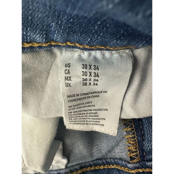 American Eagle Men's Active Flex Distressed Straight Leg Jeans Size 30x34 - Picture 3 of 5